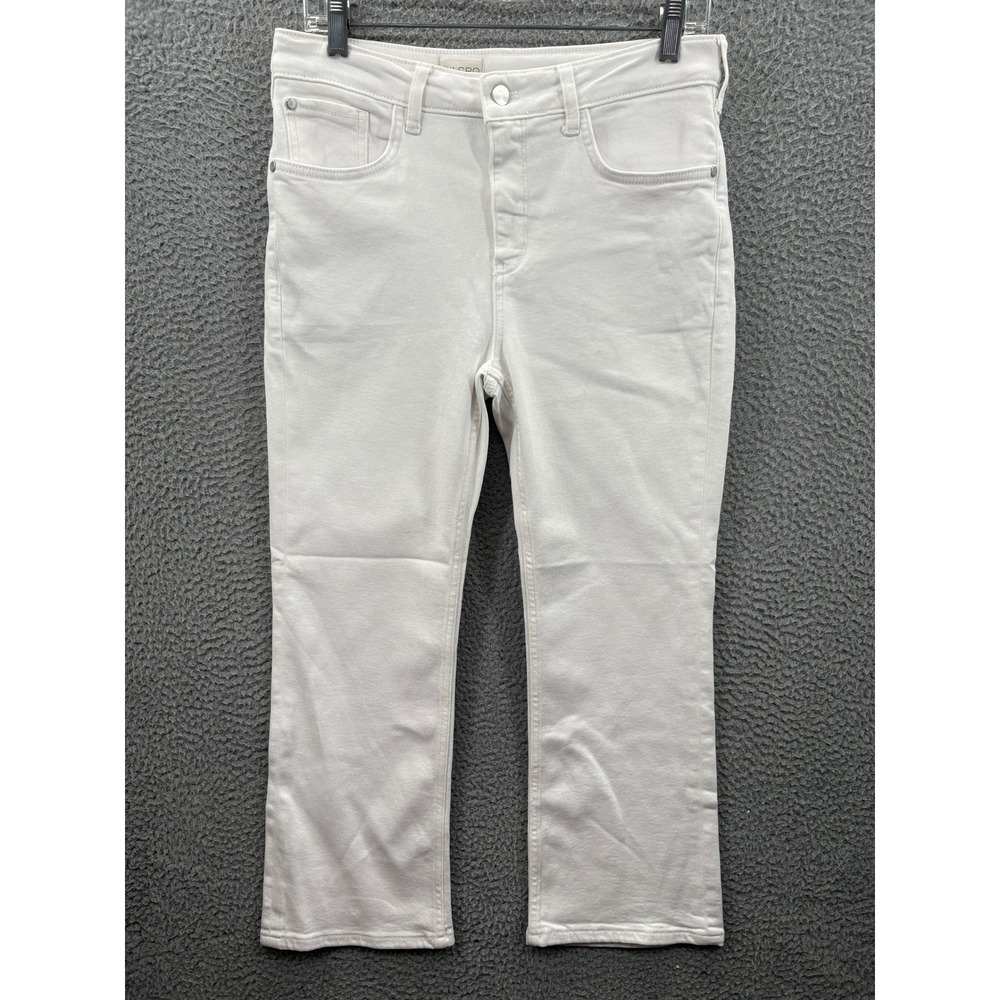 Pilcro Jeans‎ Womens 30P White The Yaya High Rise Slim Kick Flare Stretch Denim